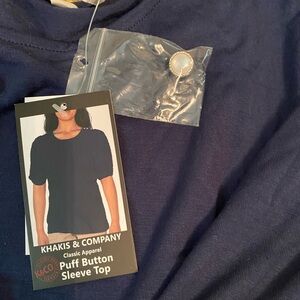 Khakis & Company Puff Button Sleeve Top Size XL.  NWT
